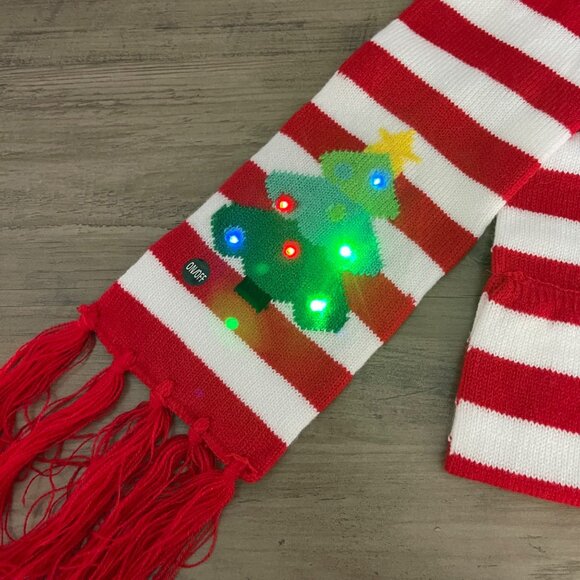Lots a Lites Novelty Flashing Lights Scarf Christmas Tree Fringe - Picture 1 of 9